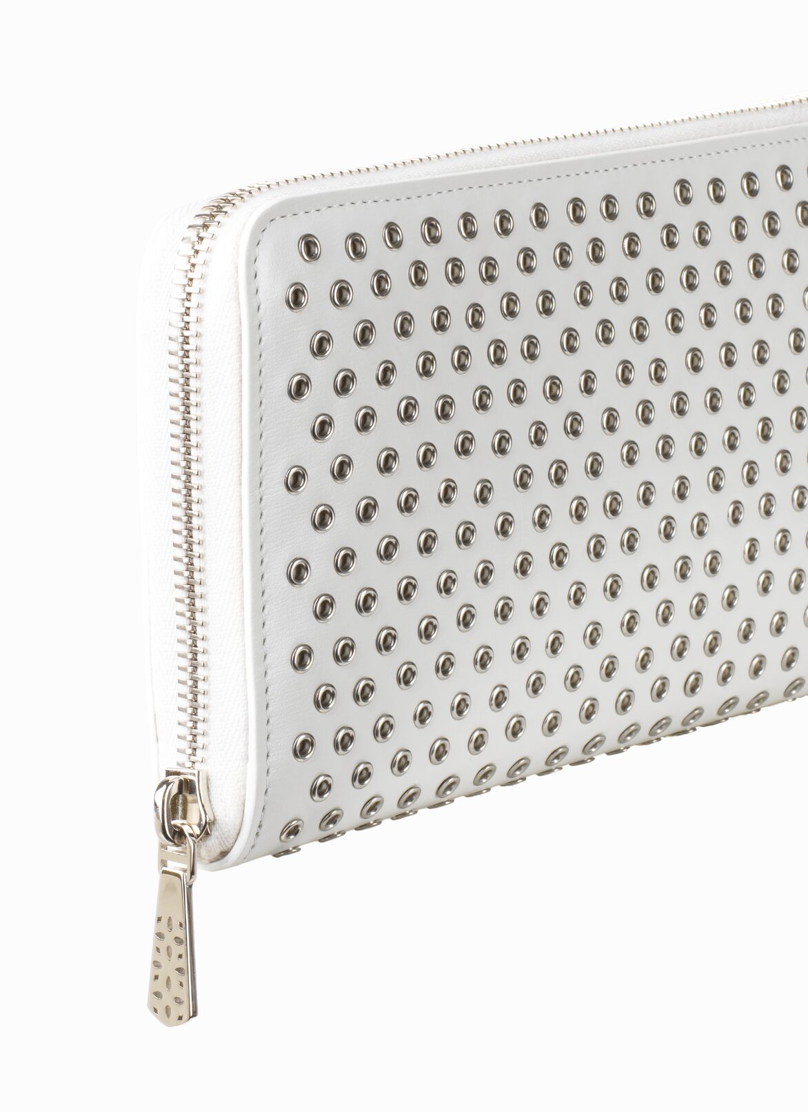 WALLET HOLDER CUIR LUX OEILLET OPTICAL WHITE ALAÏA WHITE  WALLET HOLDER CUIR LUX OEILLET OPTICAL WHITE